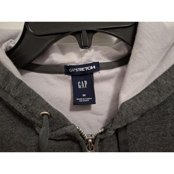 GAP Medium Gray Stretch Full Zip Athleisure Classic Hooded Jacket - Picture 2 of 6